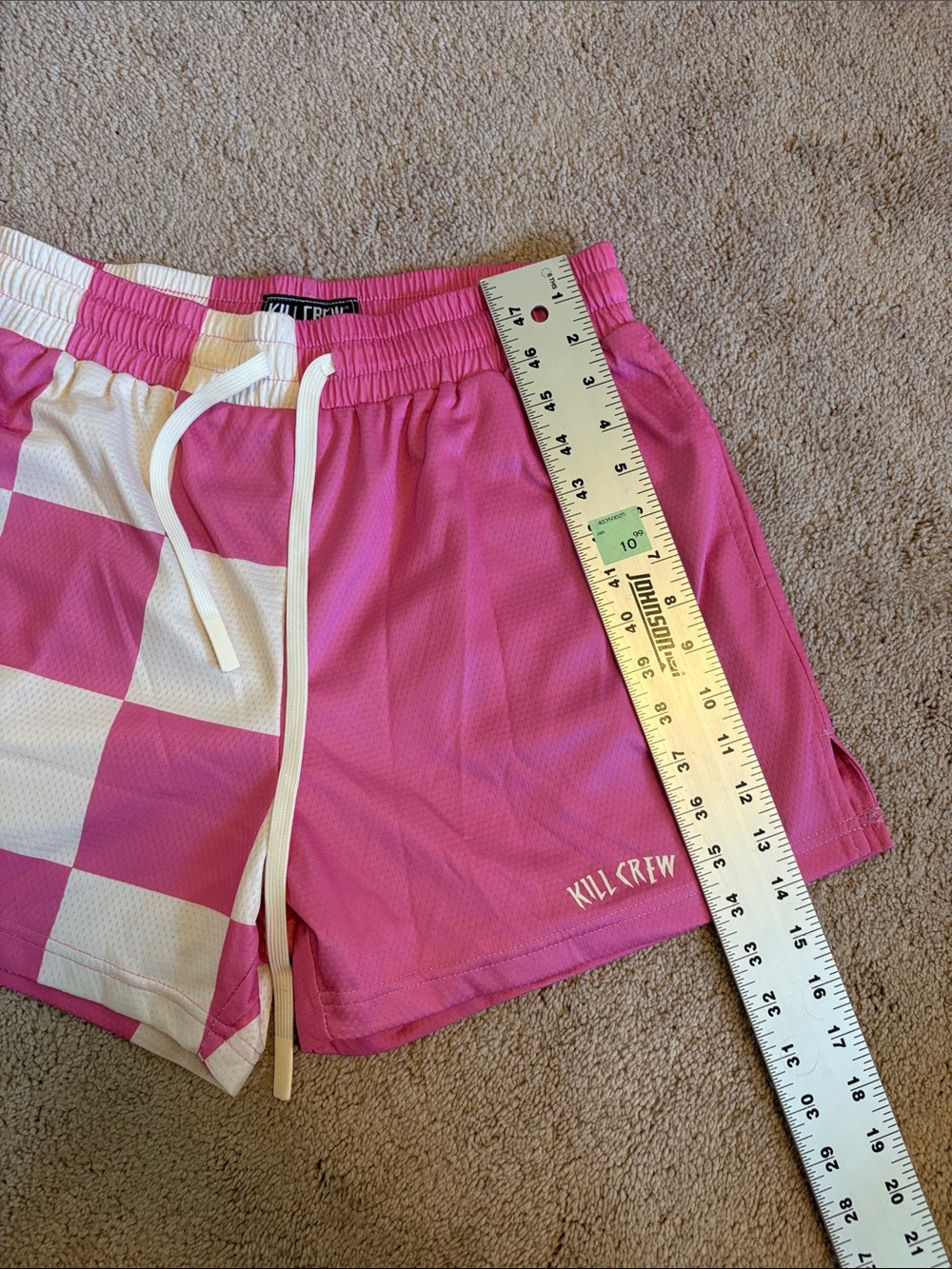 Kill Crew Pink and White Checker Athletic Shorts - Picture 3 of 6